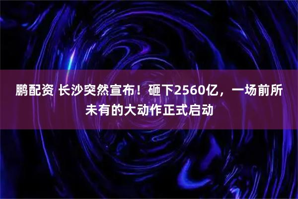 鹏配资 长沙突然宣布！砸下2560亿，一场前所未有的大动作正式启动